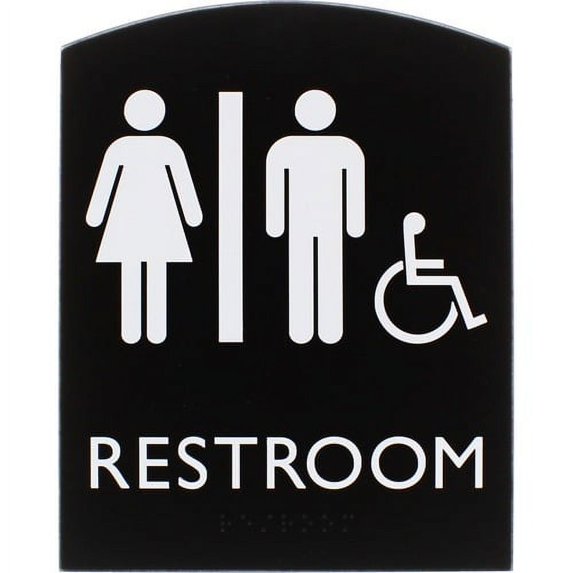 Lorell, LLR02673, Restroom Sign, 1 Each, Black