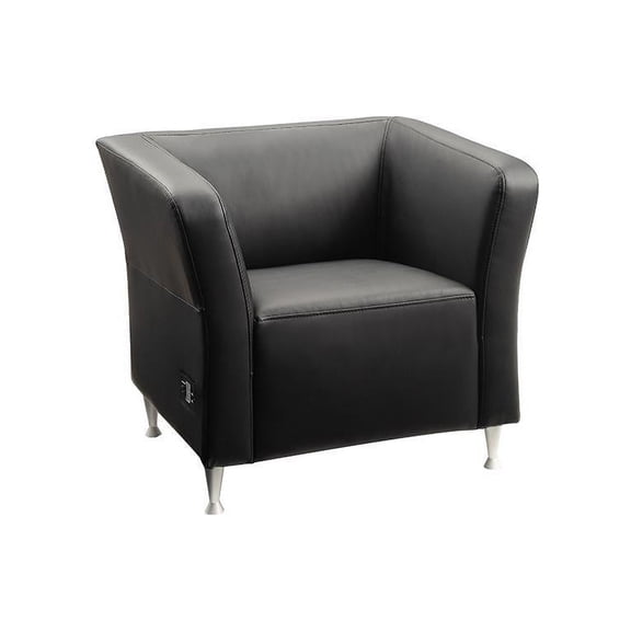 Lorell, LLR86916, Fuze Modular Series Black Leather Guest Seating, 1 Each