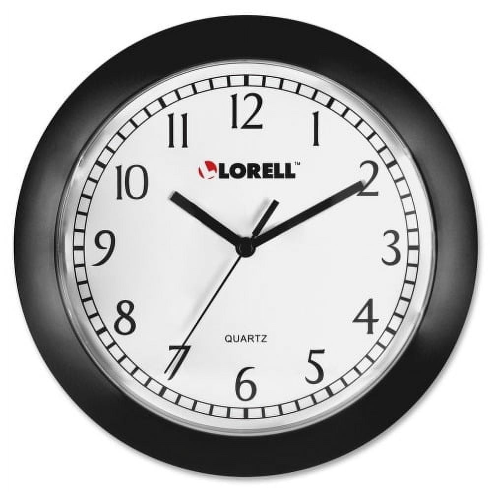 Lorell 9" Black and White Quartz Wall Clock
