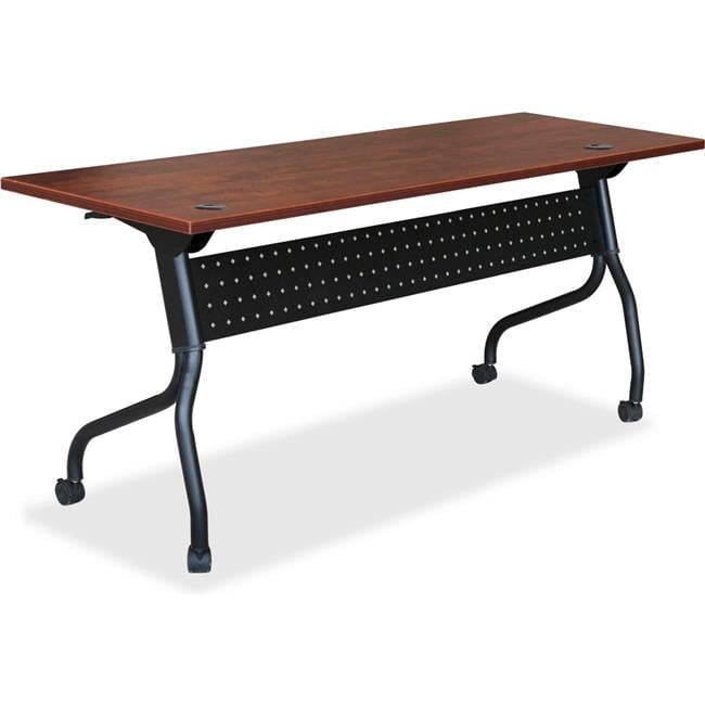 Cherry Wood Flip Top Training Table with Black Metal Base