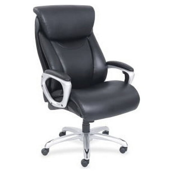 Lorell Big & Tall Chair with Flexible Air Technology Black Bonded Leather Seat - Black Bonded Leather Back - 5-star Base - 31.3" Width x 28.5" Depth x 48.3" Height - 1 Each