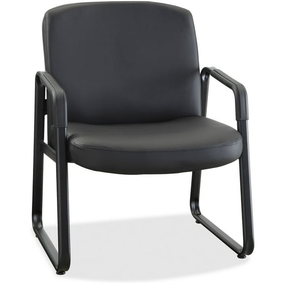 Lorell, Big and Tall Leather Guest Chair, 1 Each, Black