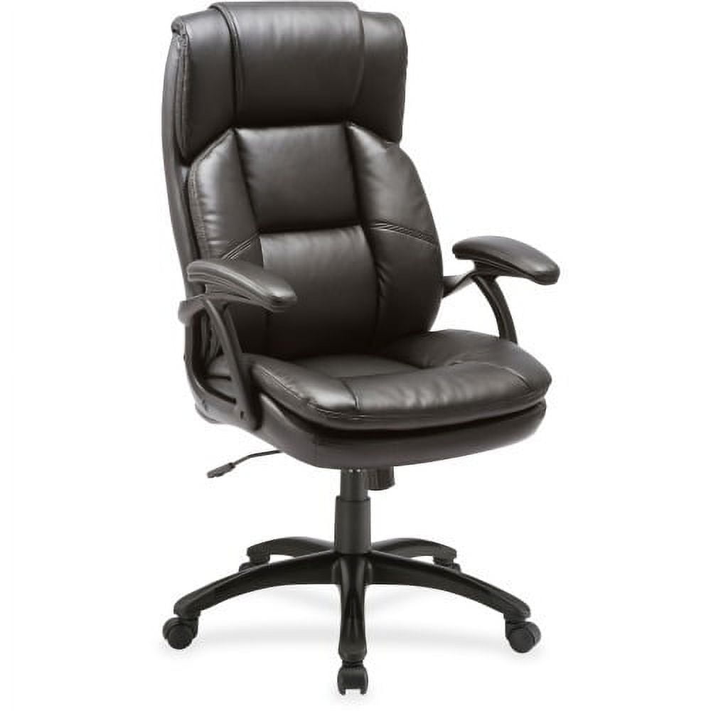 Lorell Black Base High-back Leather Chair Bonded Leather Seat - Bonded Leather Back - 5-star Base - Black - 27" Width x 32" Depth x 44.5" Height - 1 Each
