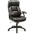 thumbnail image 1 of Lorell Black Base High-back Leather Chair Bonded Leather Seat - Bonded Leather Back - 5-star Base - Black - 27" Width x 32" Depth x 44.5" Height - 1 Each, 1 of 4