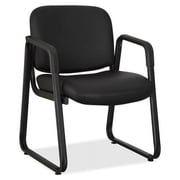Lorell Black Leather Guest Reception Waiting Room Chair