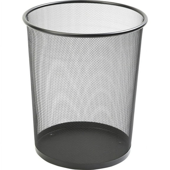 Lorell Black Steel Mesh Round Waste Bin - 4.70 gal Capacity - Round - 14.3" Height x 12" Diameter - Steel - Black - 1 Each, Office