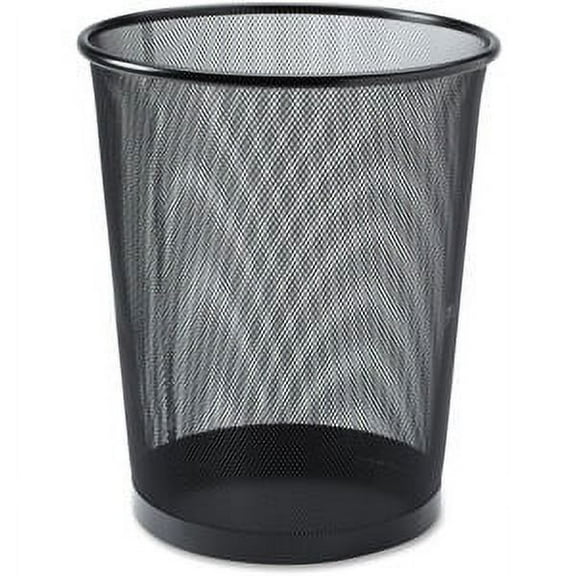 Lorell Black Steel Mesh Round Waste Bin