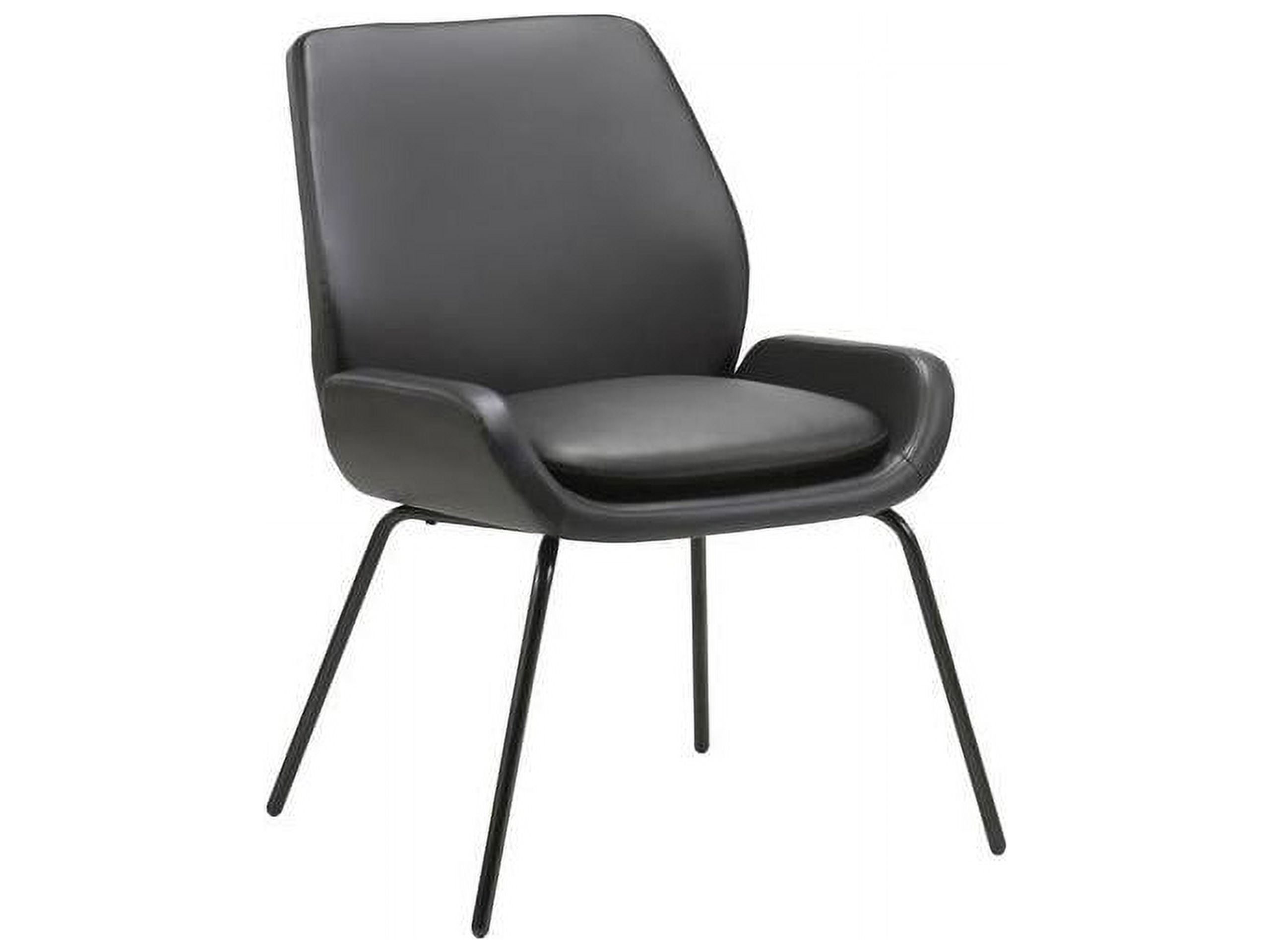Black Bonded Leather Guest Chair with Metal Frame