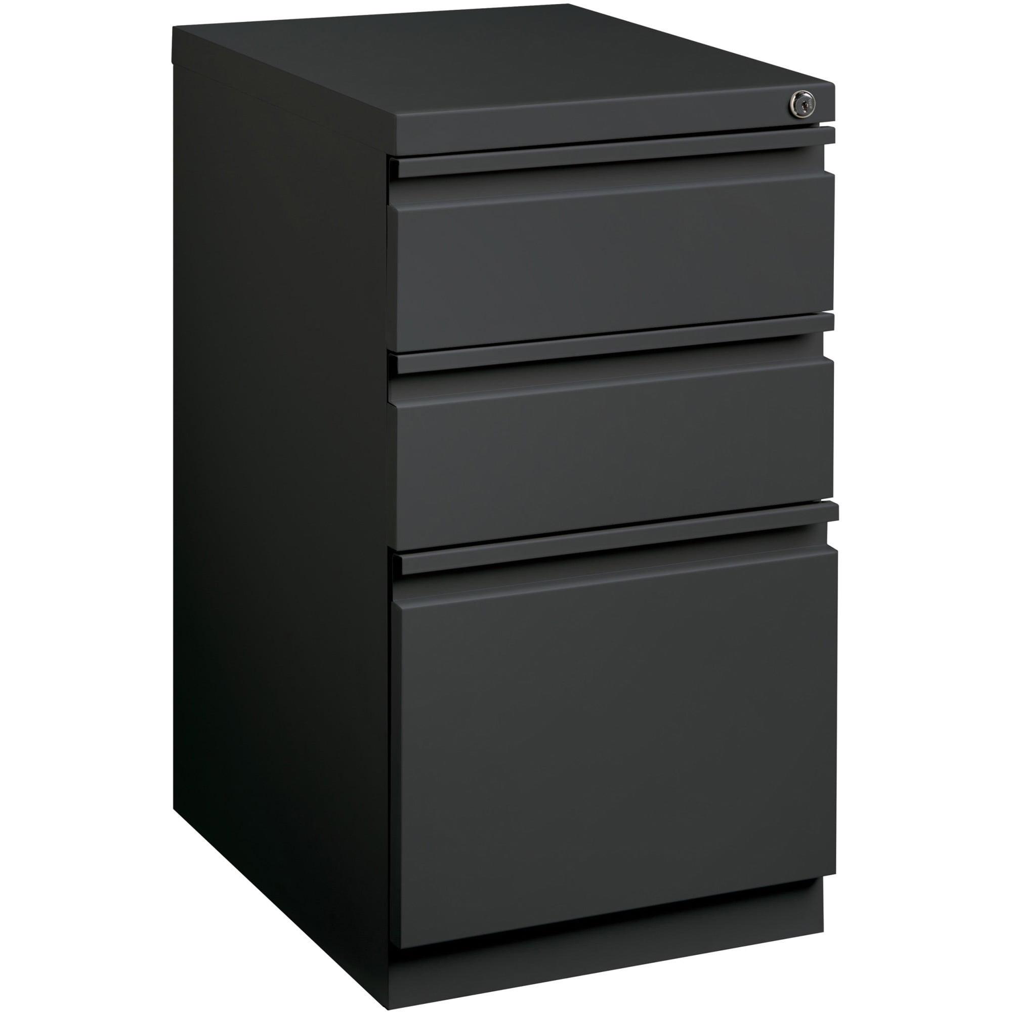Black Steel 3-Drawer Lockable Mobile Filing Cabinet