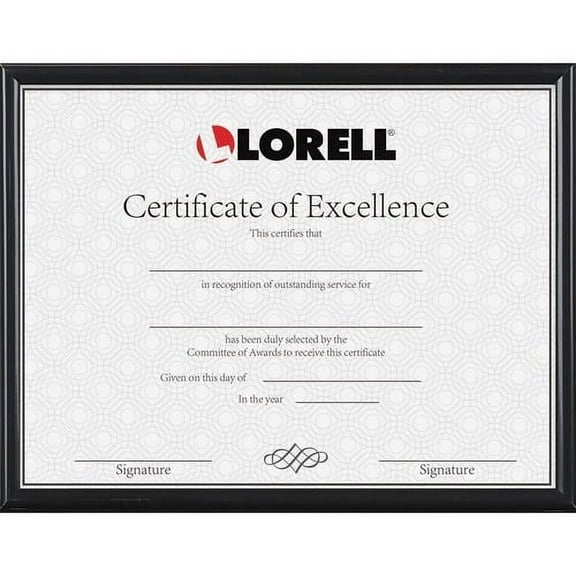 Lorell, LLR49215, Certificate Frame, 1 Each, Black