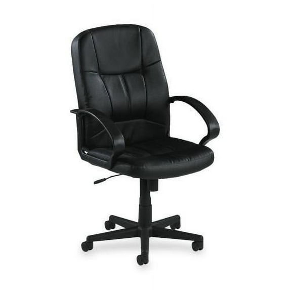 Lorell, Chadwick Managerial Leather Mid-Back Chair, 1 Each, Black