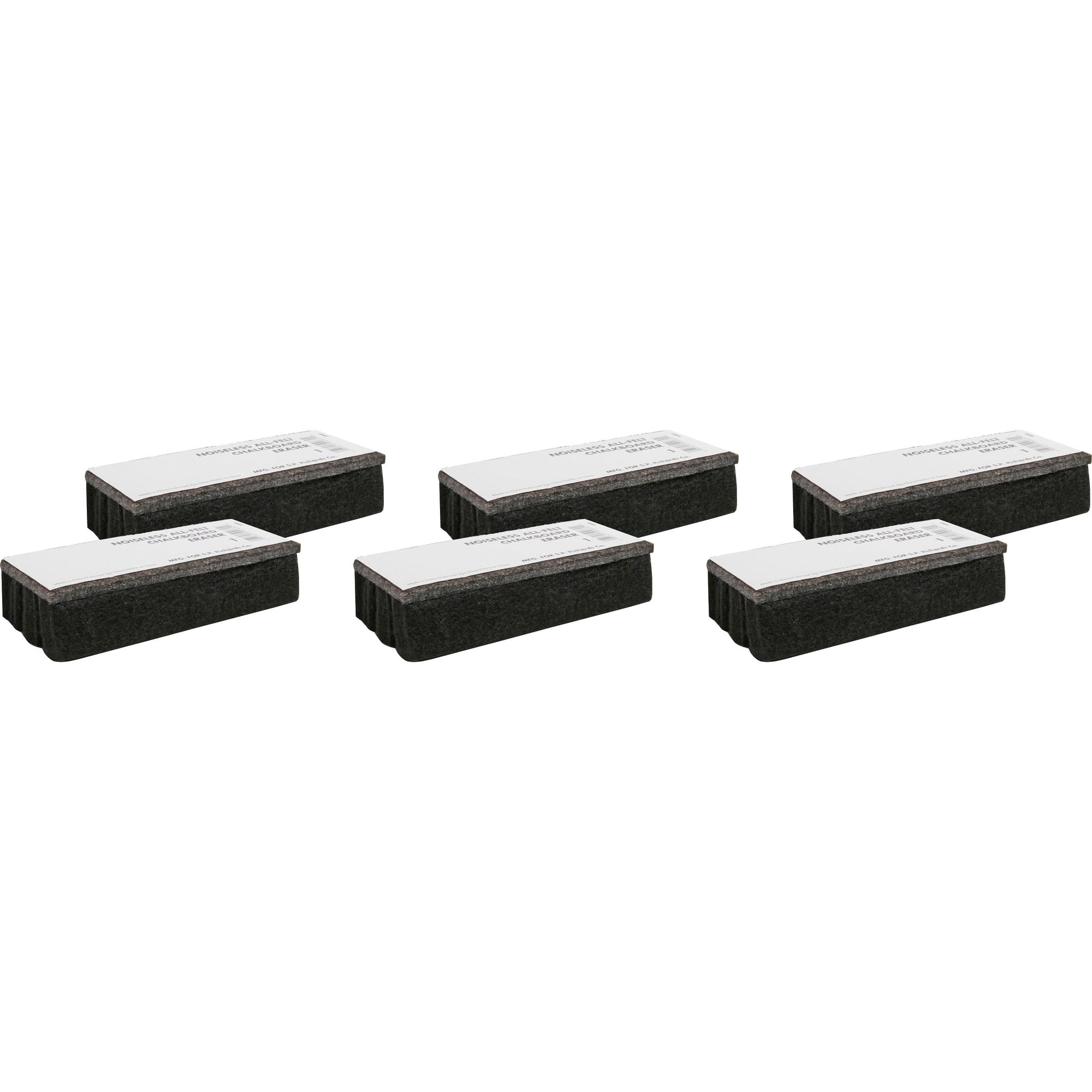 Lorell Chalkboard Eraser - Dustless, Noiseless, Easy To Hold - Black - Felt - 6 / Bundle