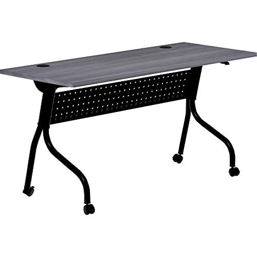 Lorell Charcoal Flip Top Training Table Charcoal Rectangle, Melamine Top - Black Four Leg Base - 4 Legs - 60" Table Top Width x 23.60" Table Top Depth - 29.50" Height - Melamine