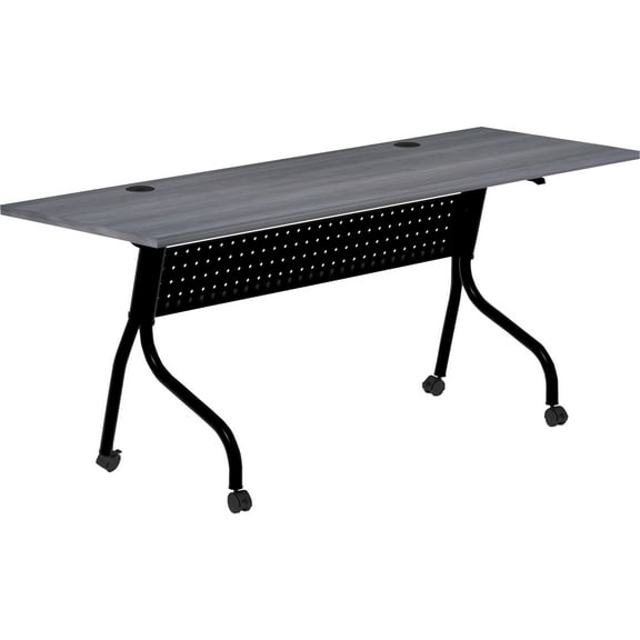 Lorell Charcoal Flip Top Training Table Charcoal Rectangle, Melamine Top - Black Four Leg Base - 4 Legs - 72" Table Top Width x 23.60" Table Top Depth - 29.50" Height - Melamine