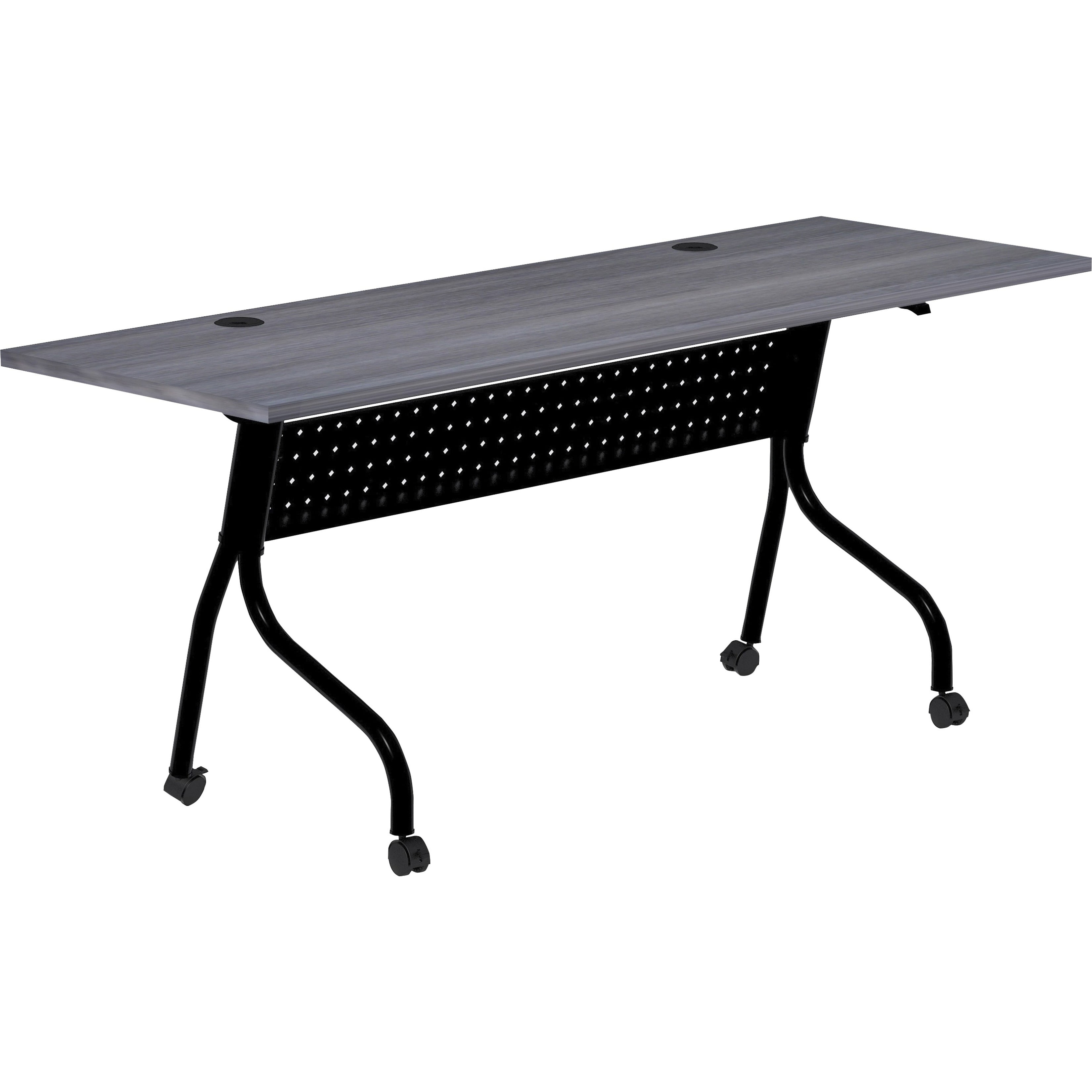 Charcoal Flip Top Training Table with Black Metal Base