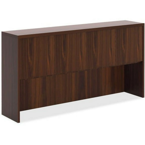 Lorell Chateau Series Mahogany Laminate Desking 66.1" x 14.8" x 36.5"Hutch, 1.5" Top - Drawer(s)4 Door(s) - Reeded Edge - Material: P2 Particleboard - Finish: Mahogany, Laminate