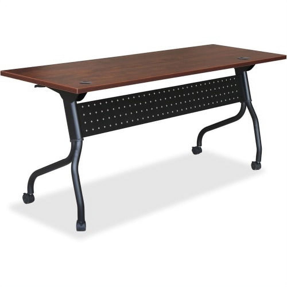 Cherry Wood Flip Top Training Table with Black Metal Base