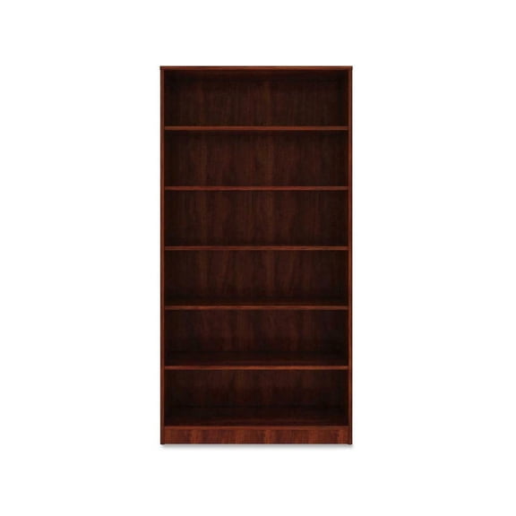 Lorell Cherry Laminate Bookcase - 73" Height x 36" Width x 12" Depth -...