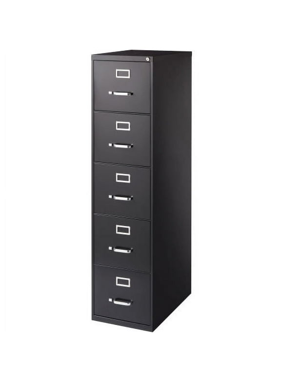 Lorell Commercial Grade Vertical File Cabinet - 5 x Drawer(s) Letter Ball-Bearing Suspension, Black, Steel