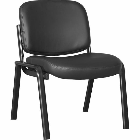 Lorell LLR84595 Deluxe Leather 4-Leg Guest Chair with Armless Leather & Plywood Seat - Black