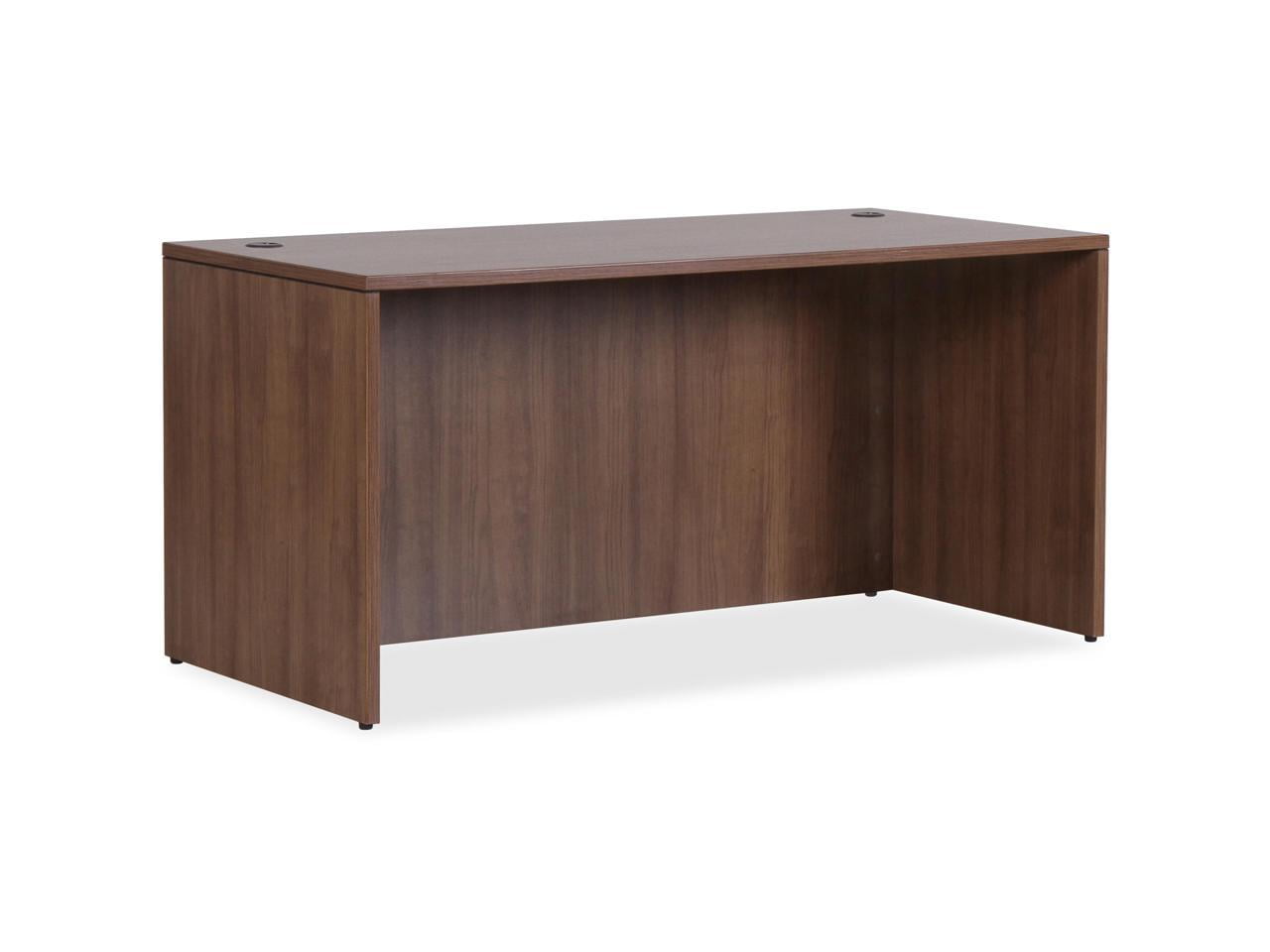 Modern Walnut Laminate Rectangular Office Desk with Privacy Panel