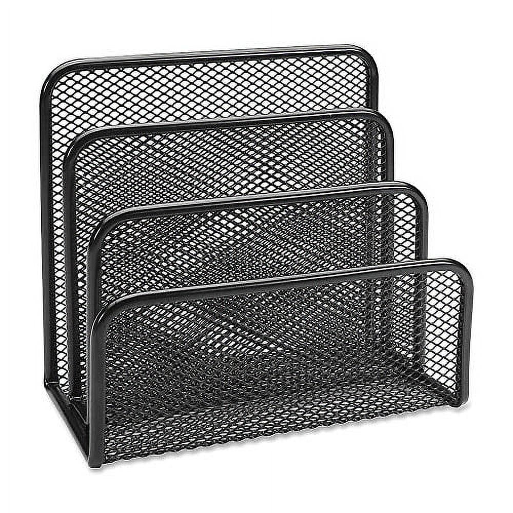 Black Steel Mesh 4-Compartment Vertical Sorter