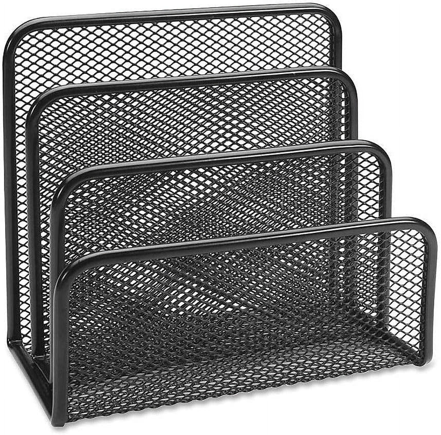 Black Steel Mesh 4-Compartment Vertical Sorter