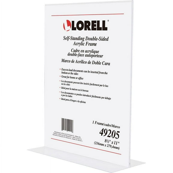 Lorell Double-sided Acrylic Frame - 1 Each - 8.50" Holding Width x 11" Holding Height - Rectangular Shape - Acrylic - Clear | Bundle of 5