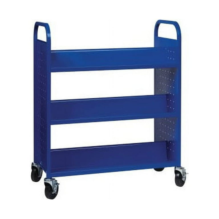 Lorell Double-sided Book Cart - 6 Shelf - Round Handle - 5 Lorell Double-sided Book Cart - 6 Shelf - Round Handle - 5