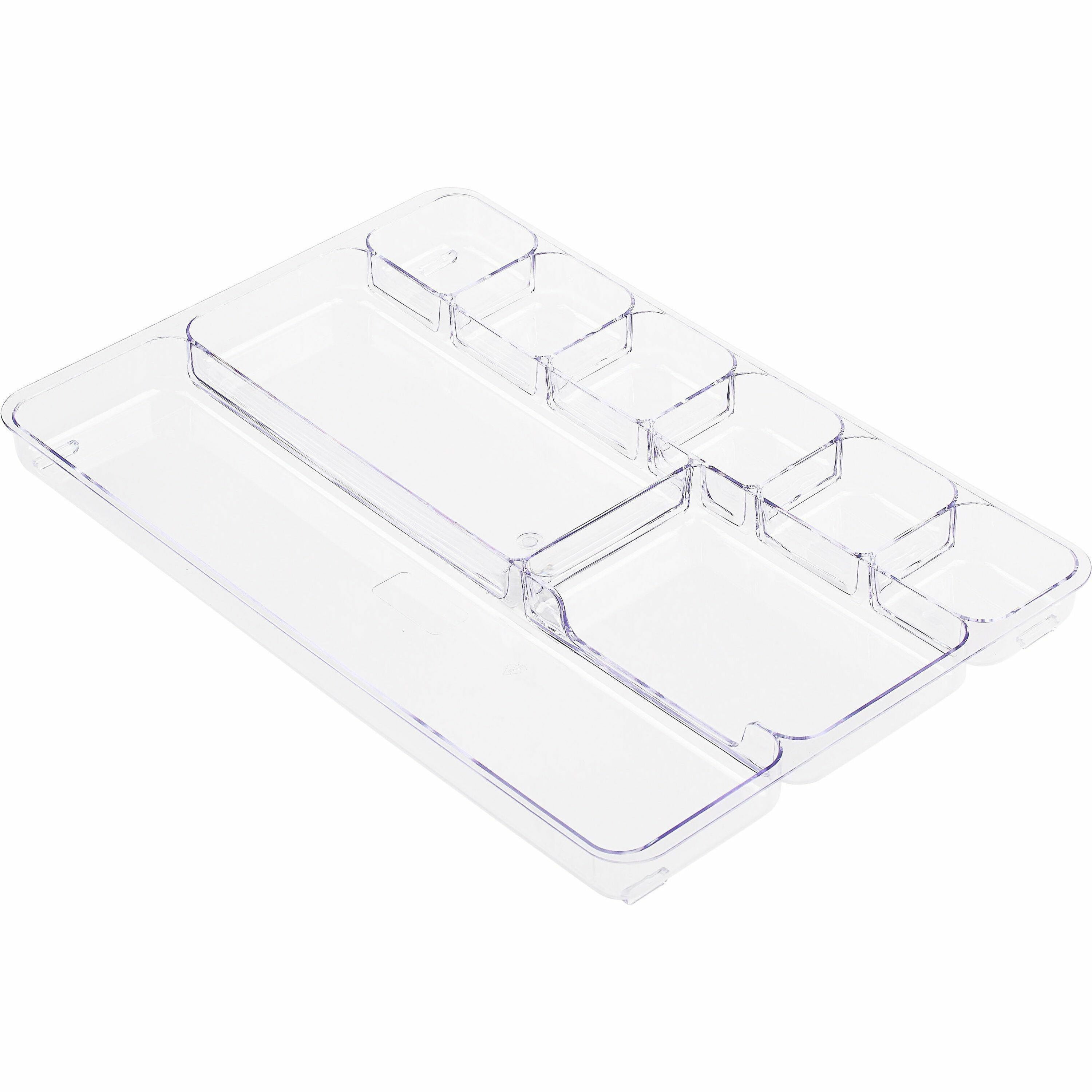 Clear Plastic Multi-Compartment Drawer Tray Organizer