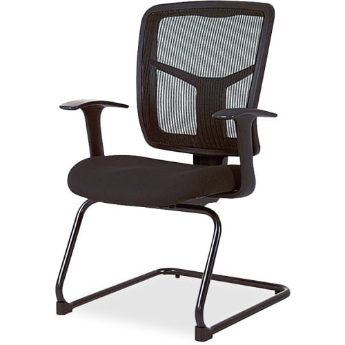 Lorell ErgoMesh Series Mesh Back Guest Chair with Arms - Black Fabric Seat - Black Mesh Back - Cantilever Base - 1 Each Lorell ErgoMesh Series Mesh Back Guest Chair with Arms - Black Fabric Seat - Black Mesh Back - Cantilever Base - 1 Each