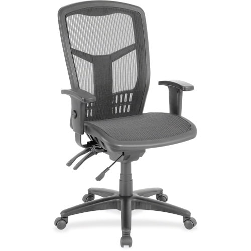 Lorell Ergonomic Mesh High-Back Multifunction Chair, Black