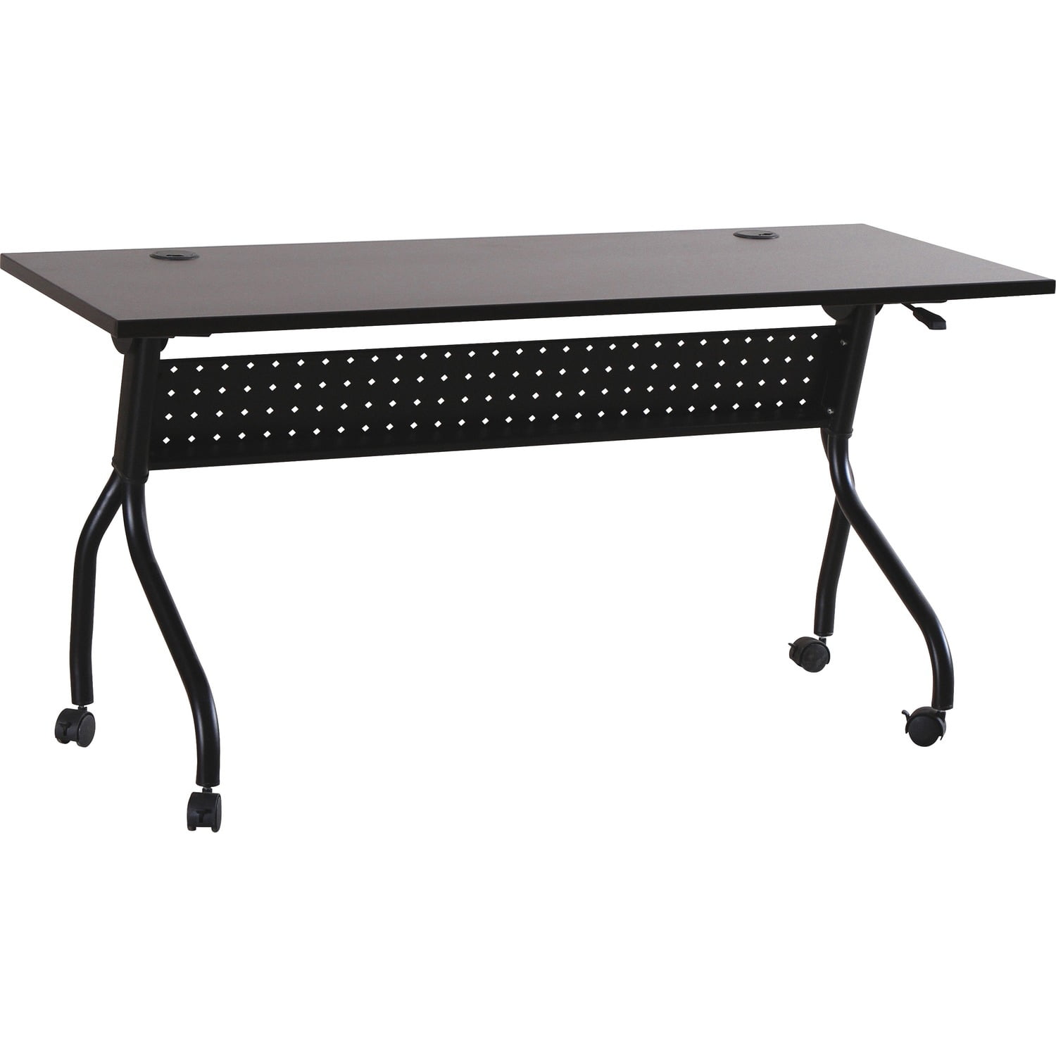 Espresso and Black Metal Rolling Training Table