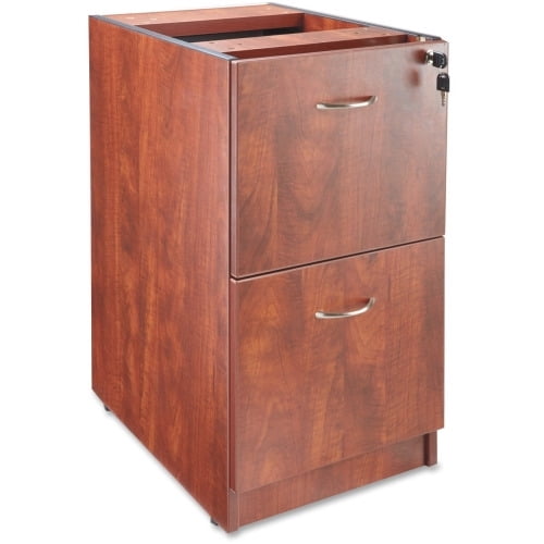 Lorell Essentials Hanging Fixed Pedestal 15.5" x 21.9" x 28.3", 2 x File Drawer(s), Polyvinyl Chloride (PVC) Edge, Metal Pull,Finish: Cherry, Laminate, Silver Pull