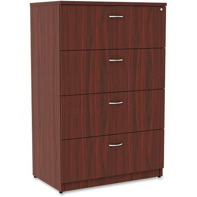 Lorell Essentials Lateral File - 4-Drawer 1" Top, 35.5" x 22" x 54.8" - 4 x File Drawers - Material: Polyvinyl Chloride (PVC) Edge - Finish: Mahogany Laminate