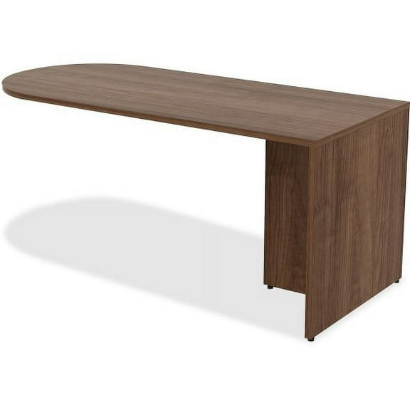 Lorell Essentials Peninsula Desk Box 1 of 2 30" x 66" x 29.5" - Reeded Edge - Material: Metal, Polyvinyl Chloride (PVC) Edge - Finish: Walnut, Laminate