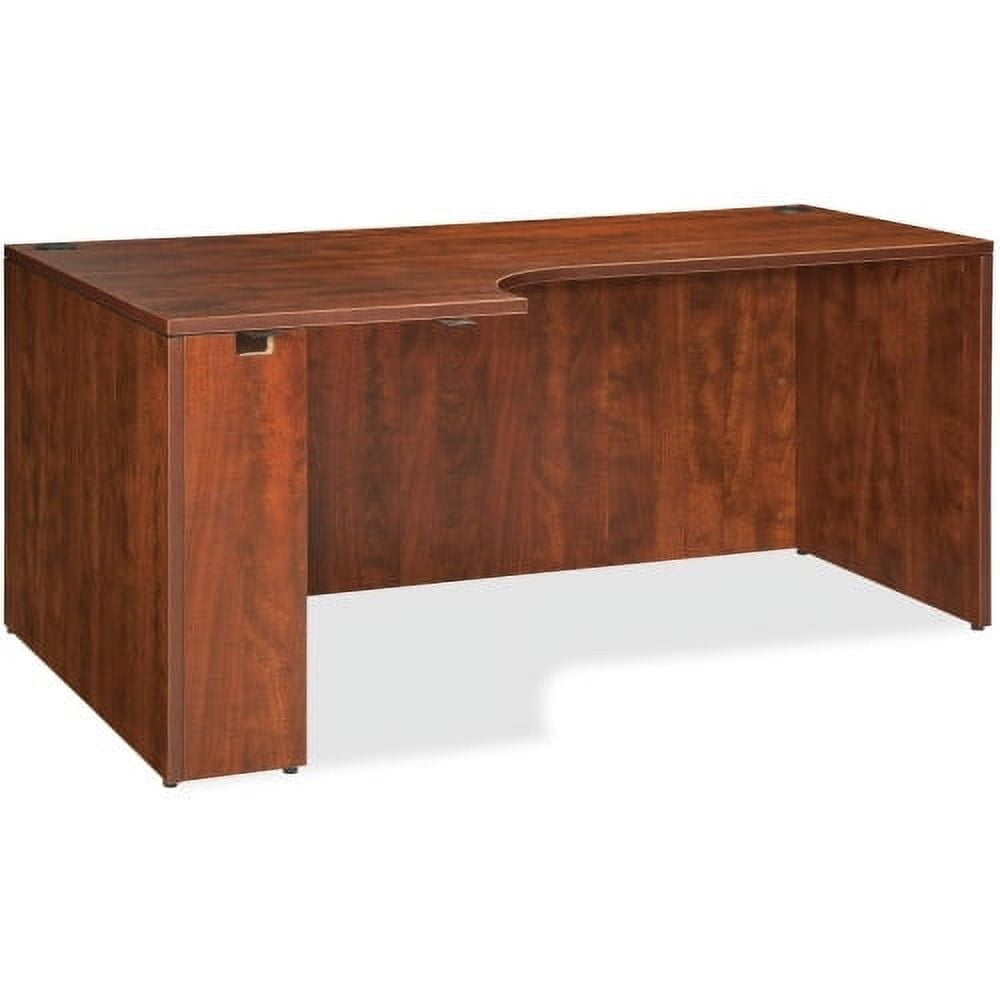 Cherry Laminate Left Corner Credenza with Modesty Panel and Grommet Holes