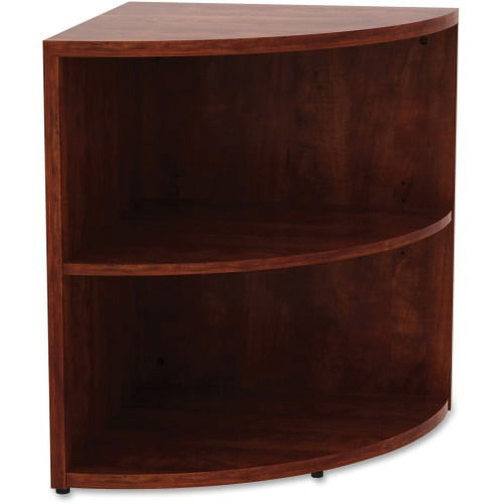 Contemporary Cherry Laminate Corner Bookcase with Adjustable Shelf