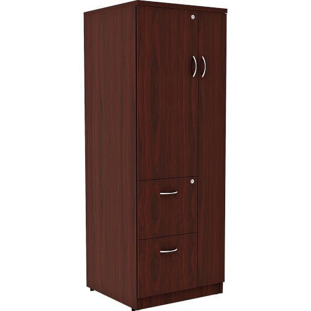 Mahogany Lockable Office Storage Cabinet with Adjustable Shelving