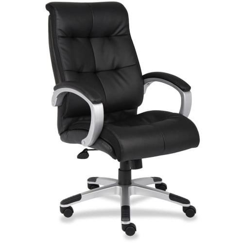 Lorell Big & Tall Double Cushion Executive High-Back Chair - Black Leather Seat - Black Leather Back - 5-star Base - Black - 1 Each Lorell Big & Tall Double Cushion Executive High-Back Chair - Black Leather Seat - Black Leather Back - 5-star Base - Black - 1 Each