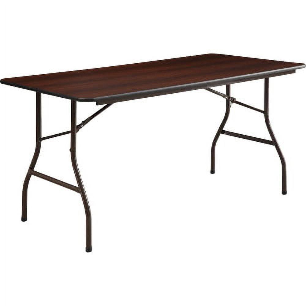 Mahogany and Steel 60" Folding Table with Melamine Top