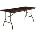 thumbnail image 1 of Lorell Economy Folding Table - For - Table TopMelamine Rectangle Top - 72" Table Top Length x 30" Table Top Width x 0.63" Table Top Thickness - 29" Height - Mahogany - 1 Each, 1 of 4
