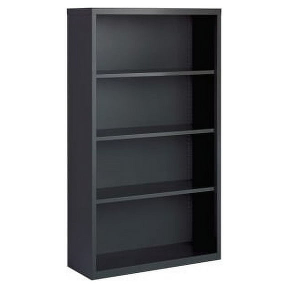 Lorell Fortress Series Charcoal Bookcase 34.5" x 13" x 60" - 4 Shelve(s) - Material: Steel - Finish: Charcoal, Powder Coated