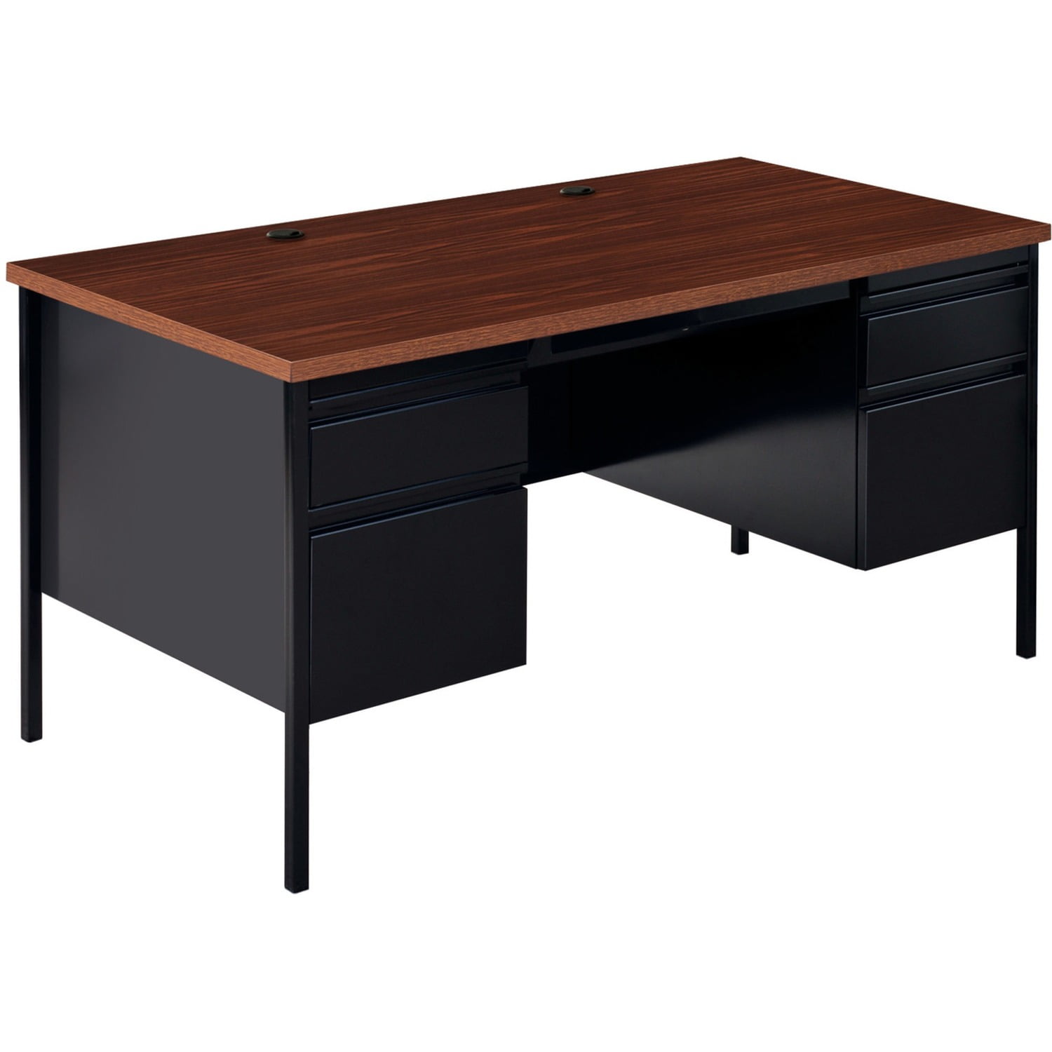 Executive Black Walnut Desk with Dual Filing Drawers