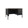 thumbnail image 1 of Lorell Fortress Series Walnut Top Teacher's Desk 48" x 30" x 29.5" - Box Drawer(s), File Drawer(s) - Single Pedestal on Right Side - T-mold Edge - Material: Steel Frame - Finish: Black Frame, Walnut L, 1 of 6