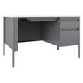 thumbnail image 1 of Lorell Fortress White/Platinum Steel Teachers Desk 48" x 30" x 29.5" - Box Drawer(s), File Drawer(s) - Single Pedestal on Right Side - T-mold Edge - Material: Steel Frame - Finish: Platinum Frame, Whi, 1 of 5