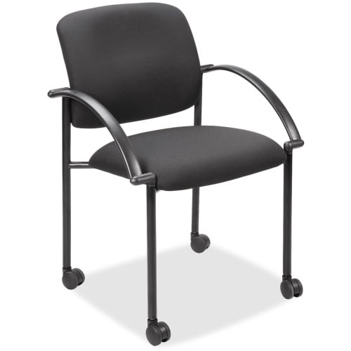 Lorell Guest Chair with Arms Black Seat - Black Steel Frame - Four-legged Base - Black - 17.50" Seat Width x 17" Seat Depth - 23.5" Width x 23.5" Depth x 33" Height - 2 / Carton