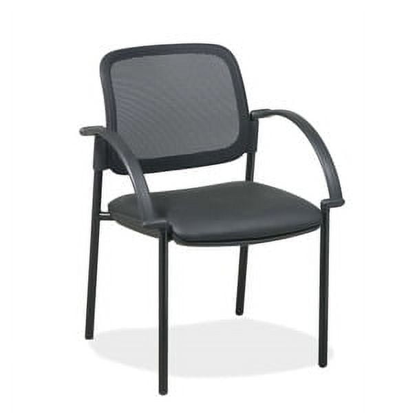 Black Mesh and Leatherette Guest Chair with Metal Frame