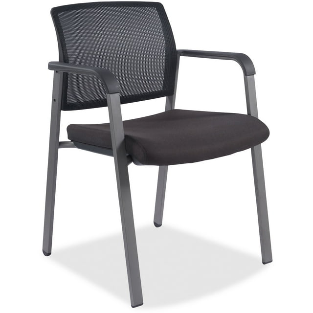 Lorell Guest Reception Waiting Room Chair, Mesh Back, Black
