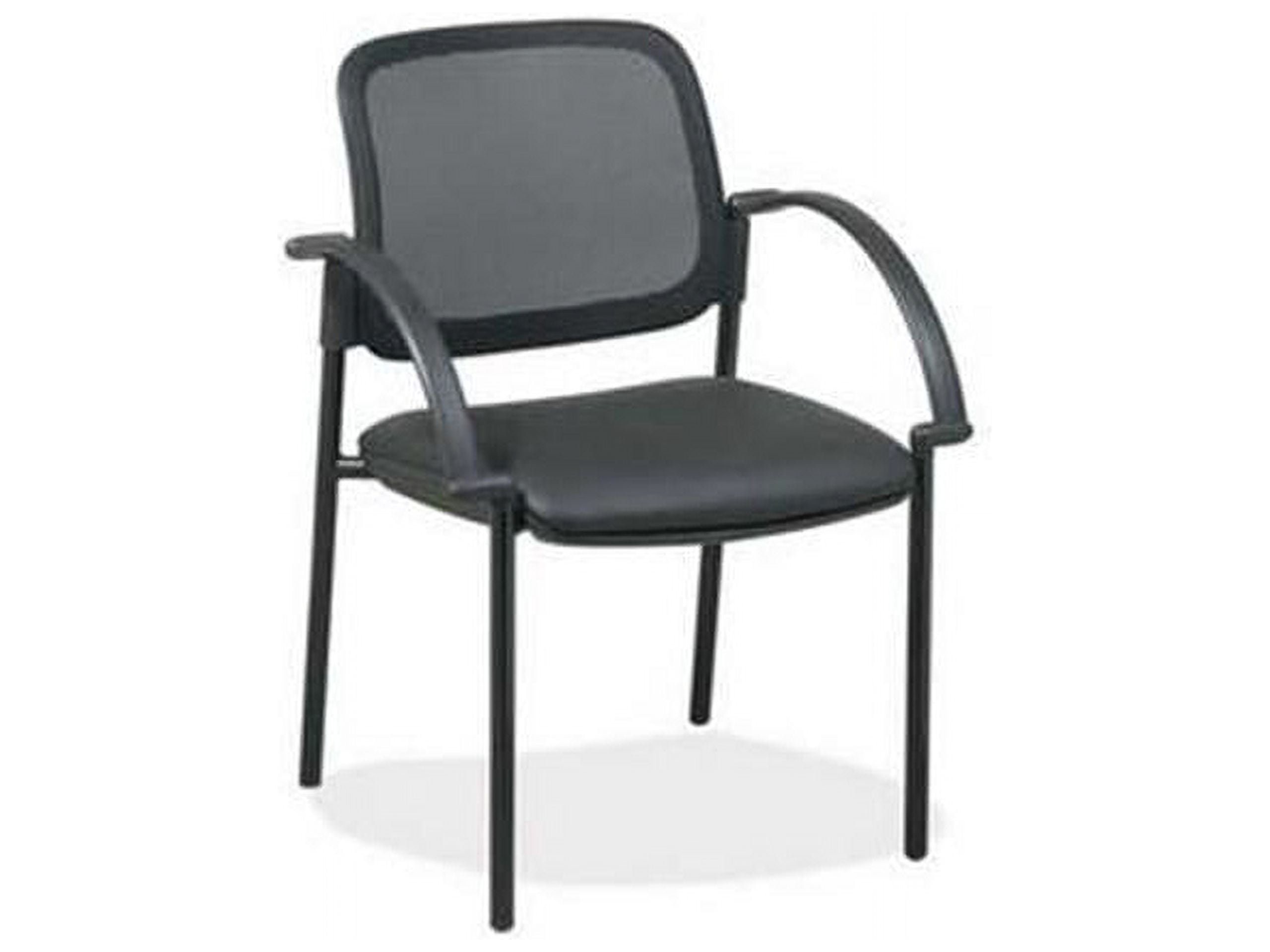 Black Mesh and Leatherette Guest Chair with Metal Frame